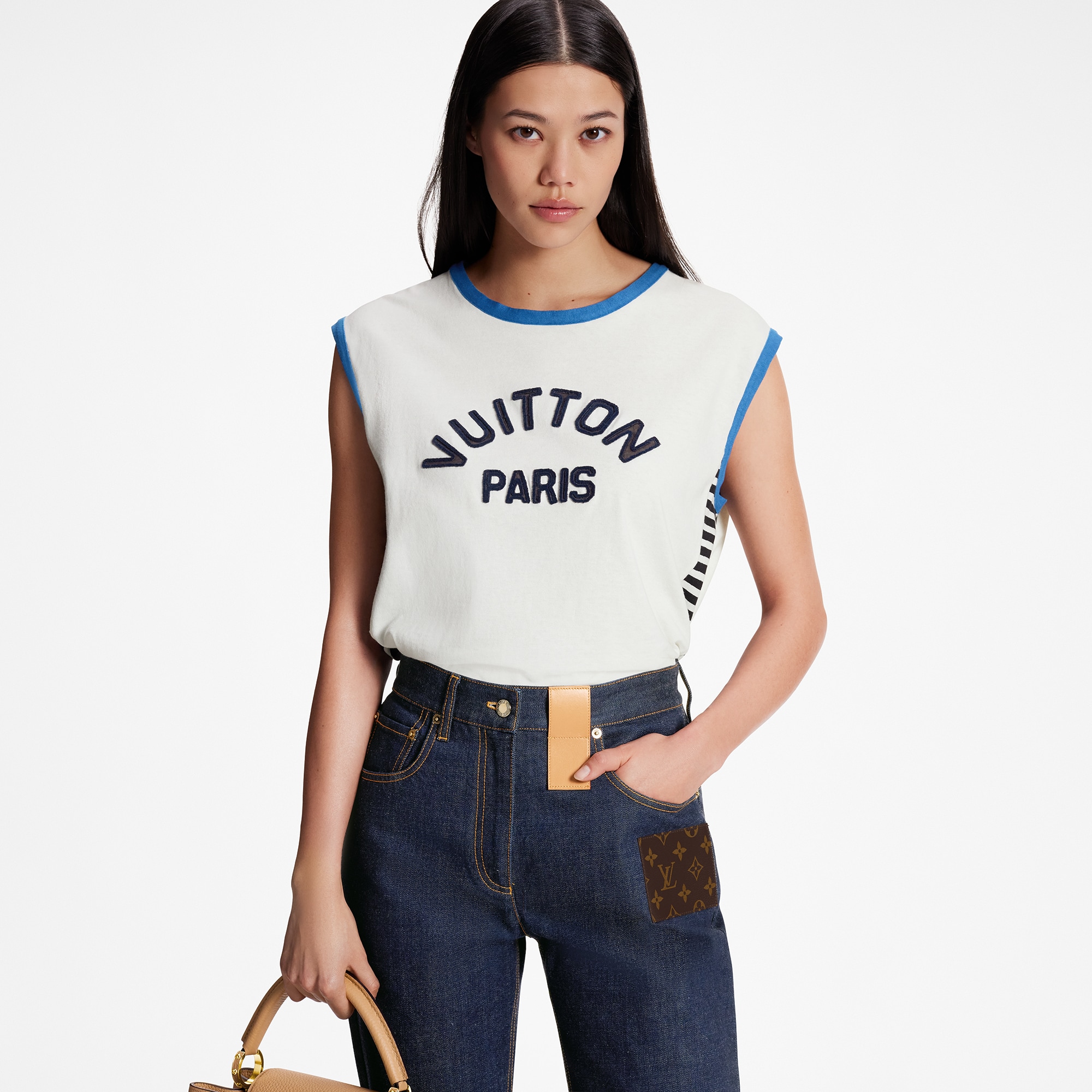 LOUIS VUITTON - 　ルイ・ヴィトン LOUIS VUITTON ロゴ刺繍バスケットボール 1ABCFJ レディース タンクトップ ルイ・ヴィトン LOUIS VUITTON ロゴ刺繍バスケットボール 1ABCFJ